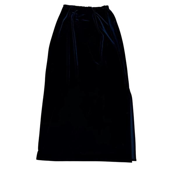 Double D Ranch Velvet Maxi Skirt with Slit Elastic Waist Black USA - Size Medium - Picture 1 of 9